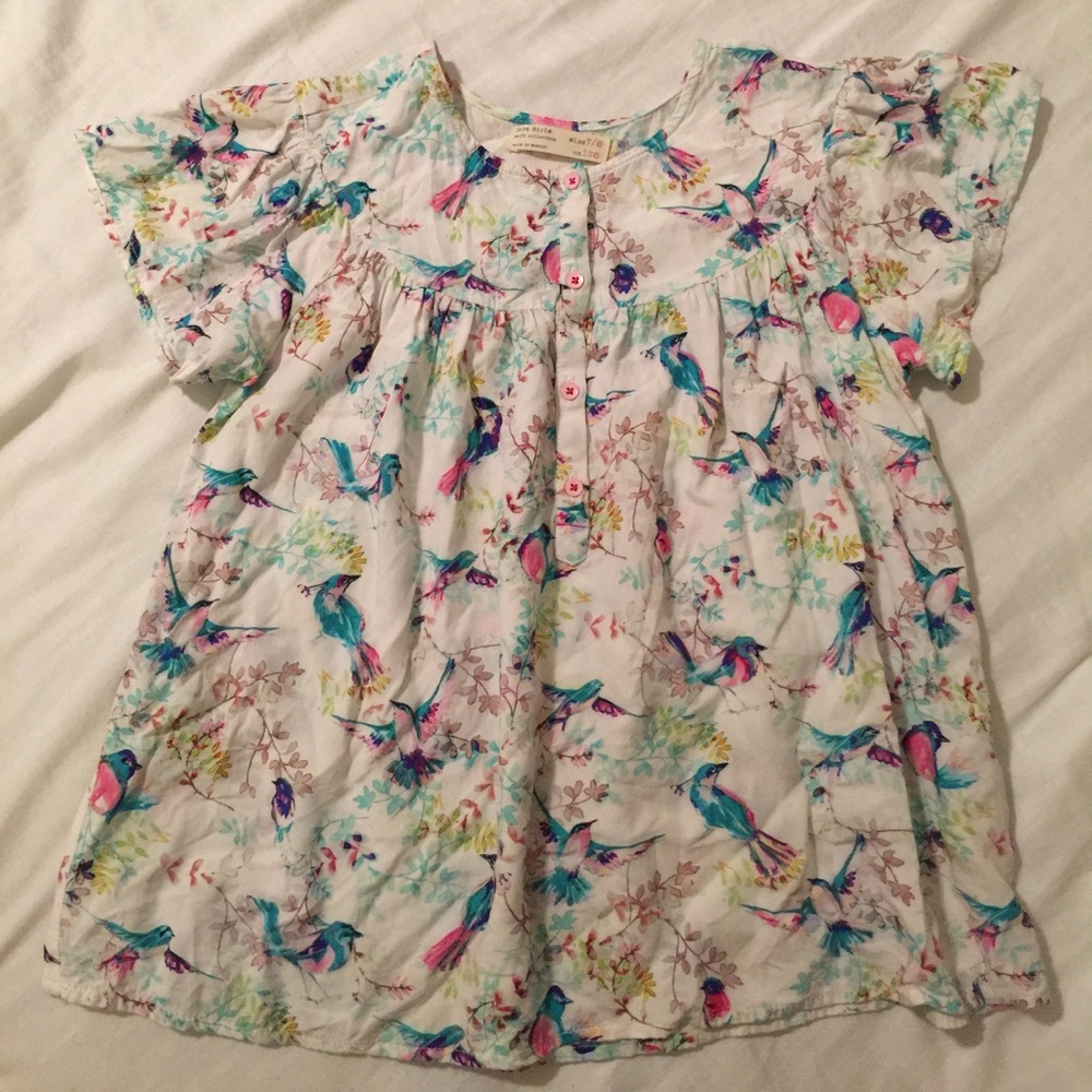 • Z A R A  G I R L S •. Bird blouse