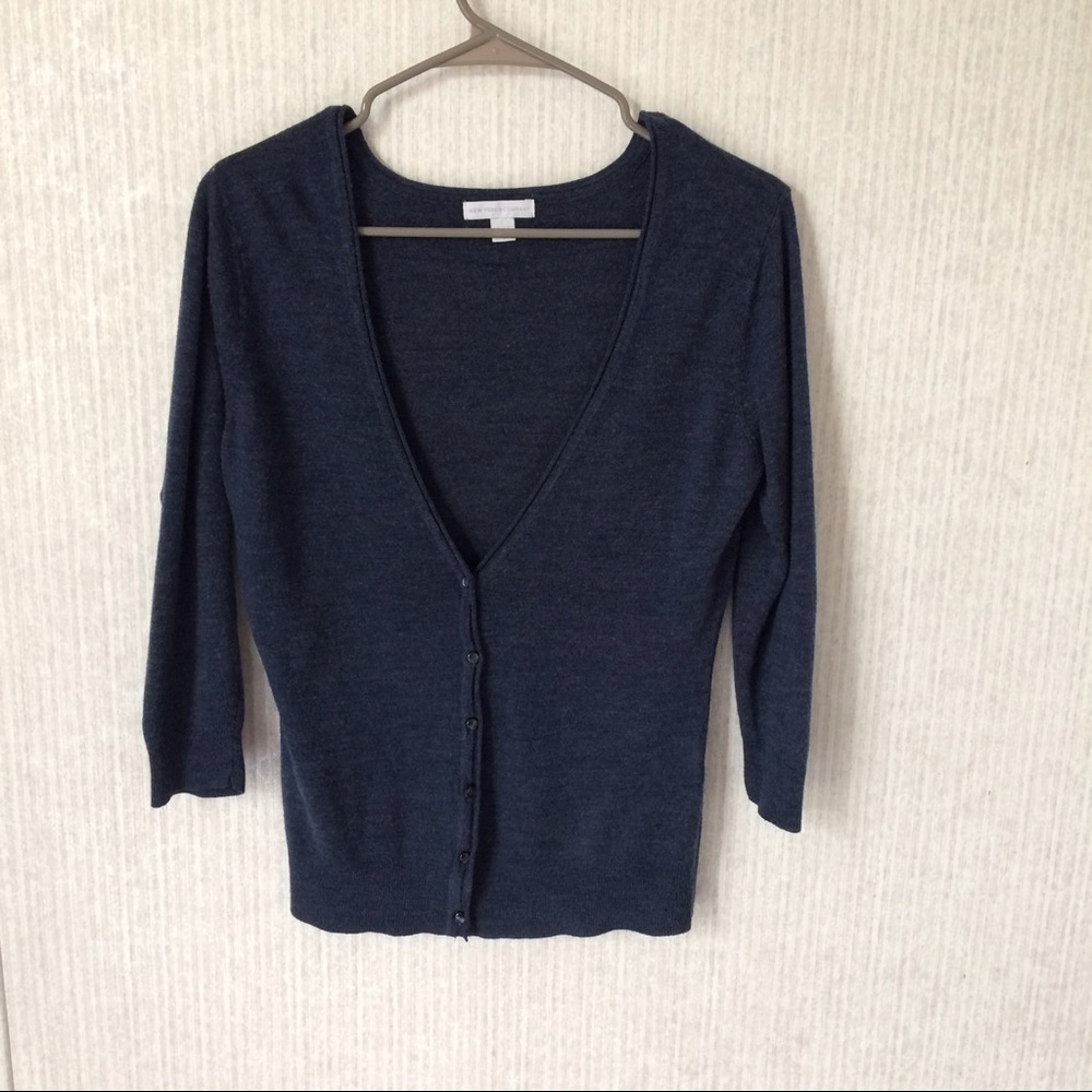 New York & company navy blue v neck cardigan