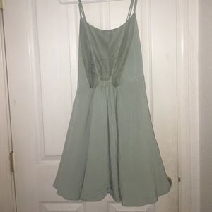 mint green dress, short, and low back