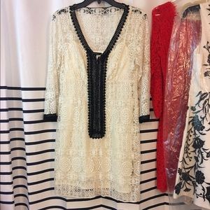 🍬GUC Nanette Lepore 🍬cream lace and black dress