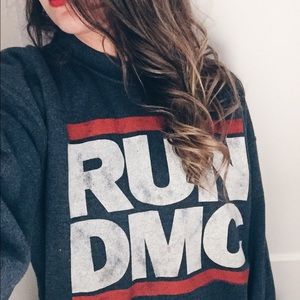 Distressed RUN DMC Crew Neck