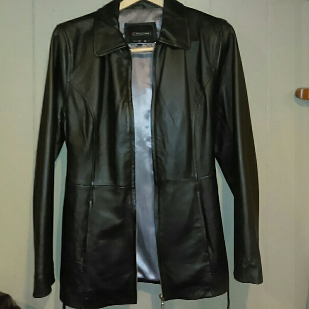 Women's Black Leather Jacket Medium