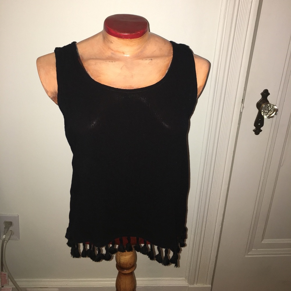 Black tank top with tassels