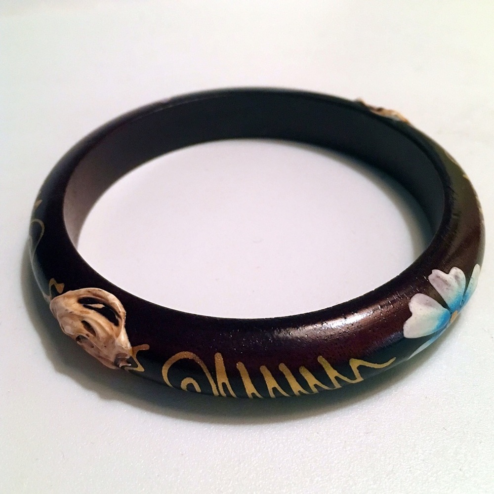 Painted vintage floral bangle