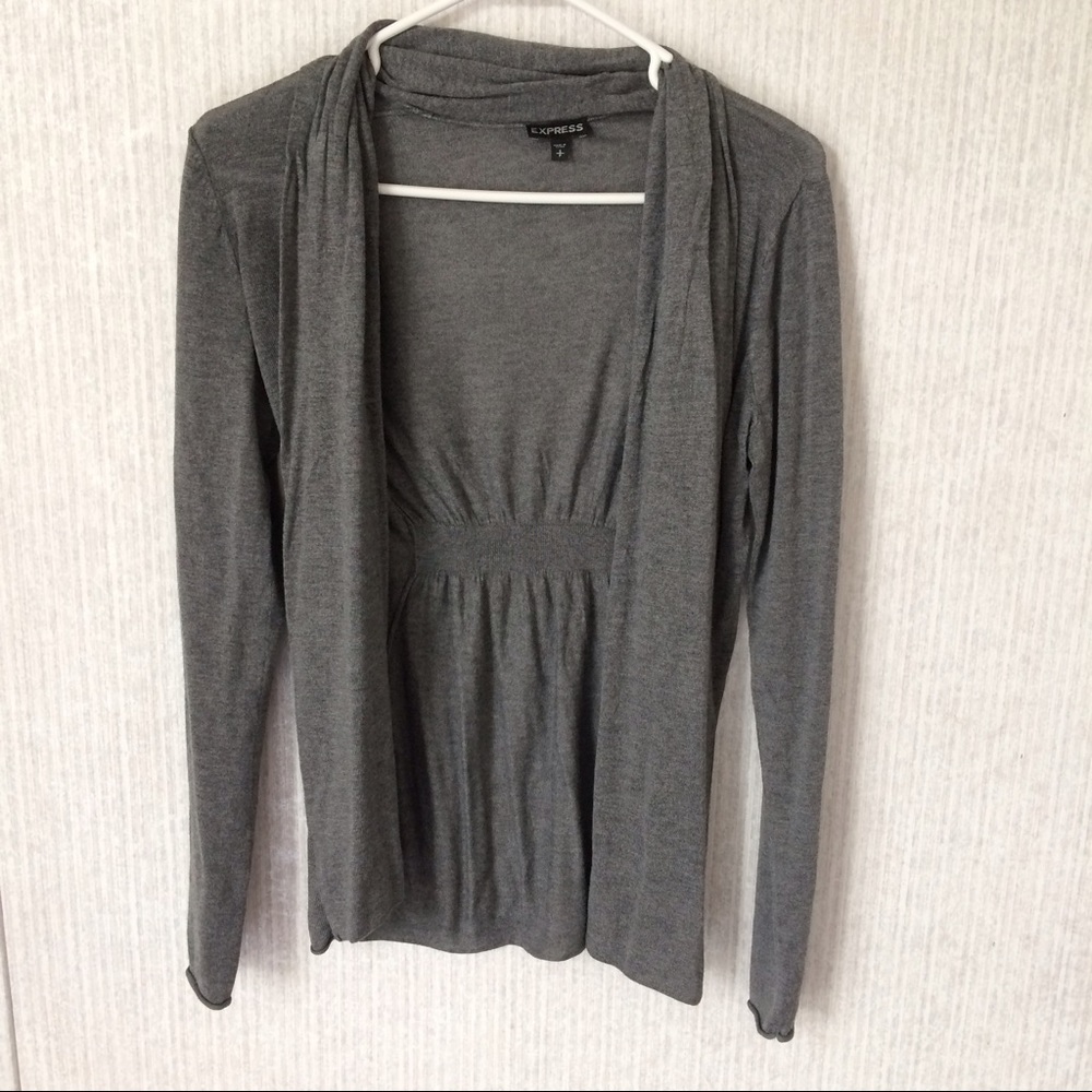 Express gray open front cardigan