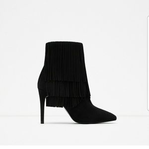 ZARA fringed ankle boots