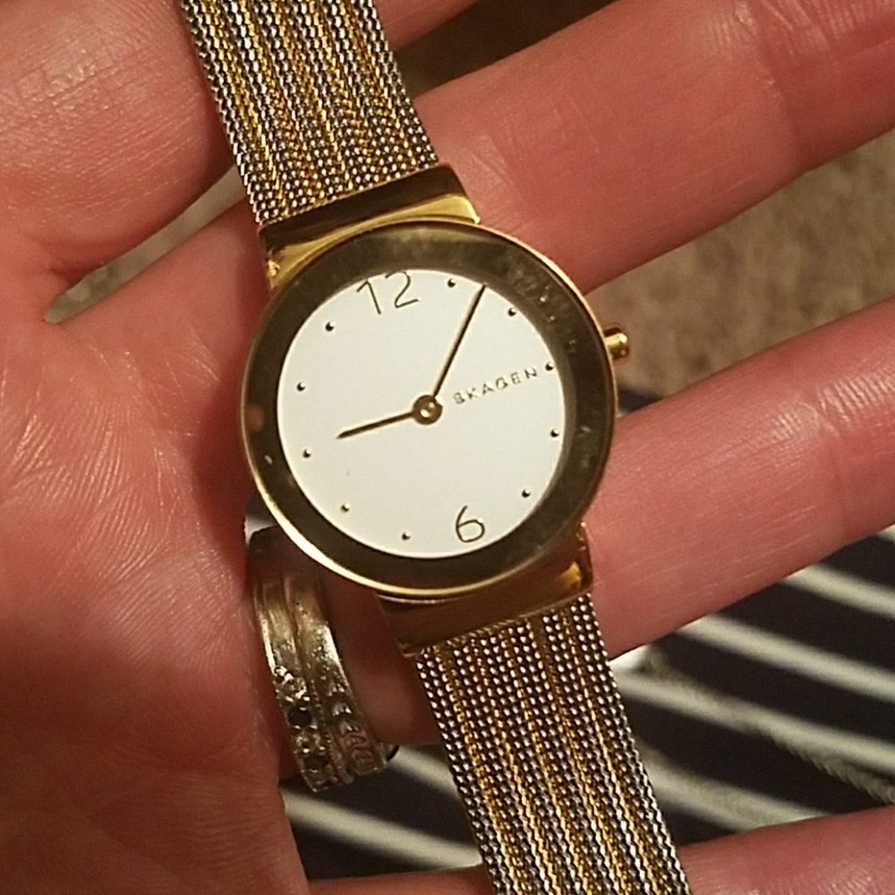 Gold and silver skagen watch