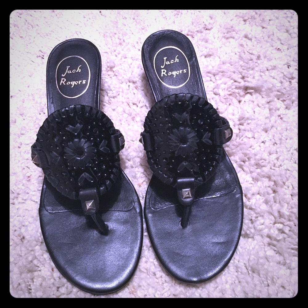 NWOT Jack Rogers black wedge sandals