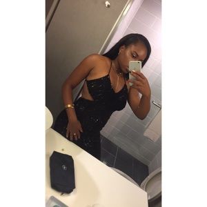 Black backless Windsor prom dress