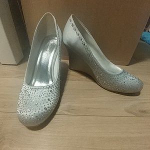 Silver Rhinestone Wedges