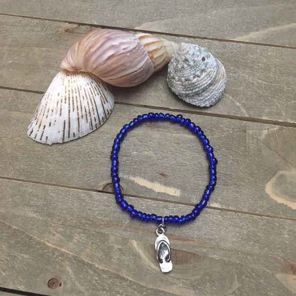 Handmade Jewelry - Sapphire Glass Seed Bead Charm Bracelet