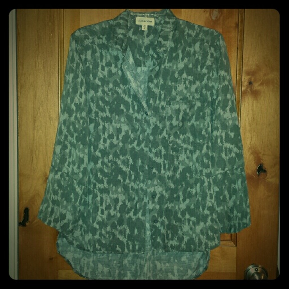 Anthro Gray Print Loose Fit Top - Picture 1 of 4