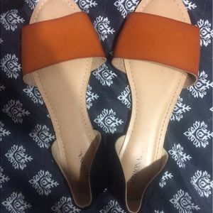 Brown and black flat Sandles size 11