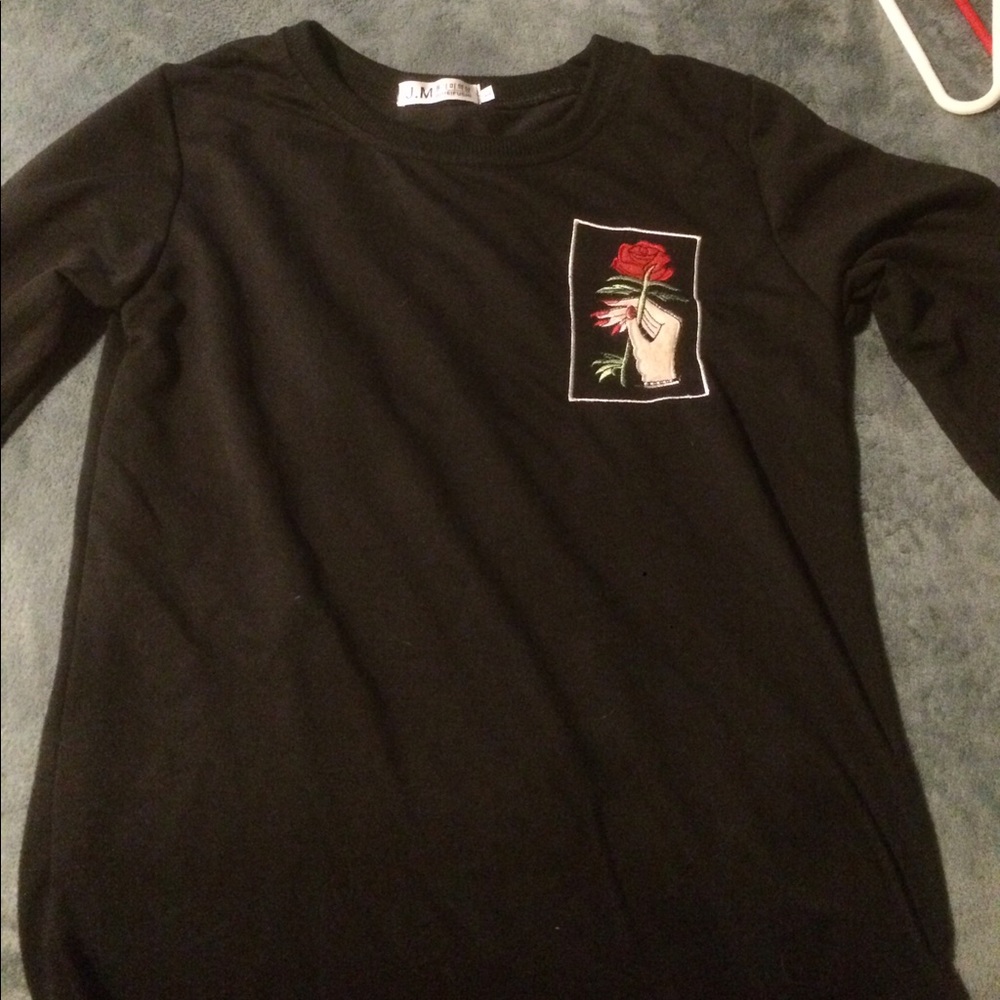 Long Sleeve Black Rose Shirt