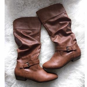 Brown Faux Leather Boots