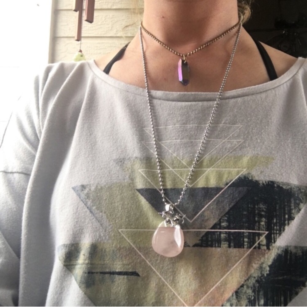 Wild Rose Quartz + Unicorn Necklace - Picture 2 of 2