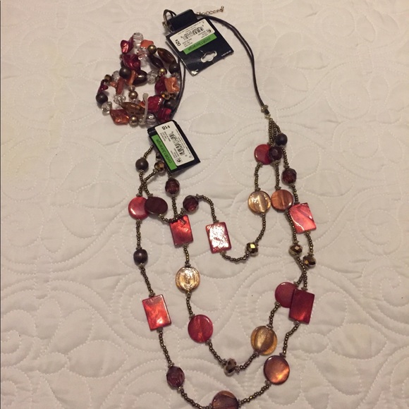 Brown and orange necklace with bracelet nwt - Picture 2 of 2