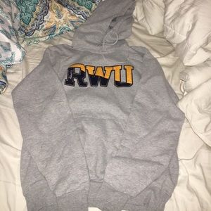 Grey hooded RWU sweatshirt