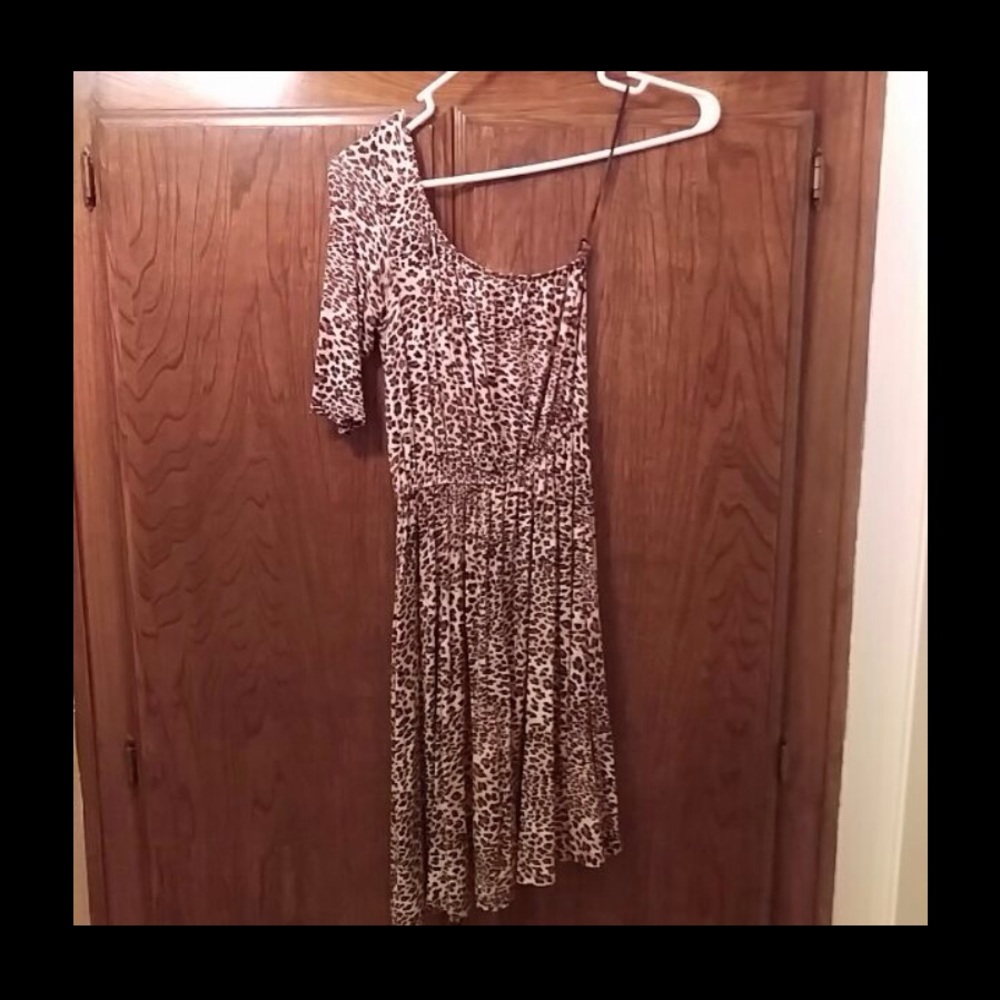 Bershka one shoulder leopard dress