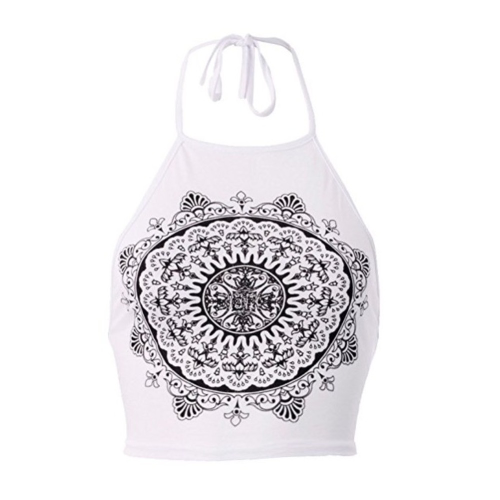White Halter Crop Top