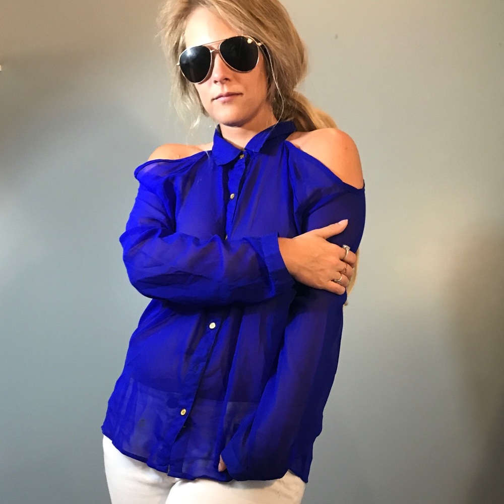 Electric blue button up