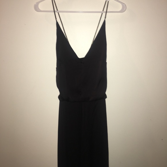 Dresses & Skirts - H&M BLACK SATIN SILVER  STRAP LONG DRESS FORMAL S