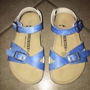 NIB Birkenstock Rio BirkoFlor Blue Wash Size C9/27