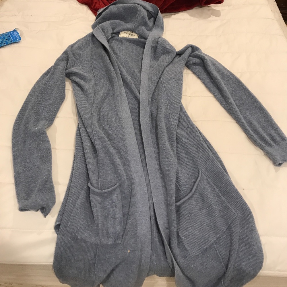 Long blue cardigan