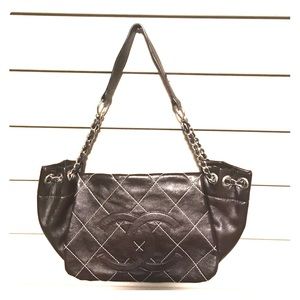 Beautiful Dark Brown Quilted Bag with Chain Strap