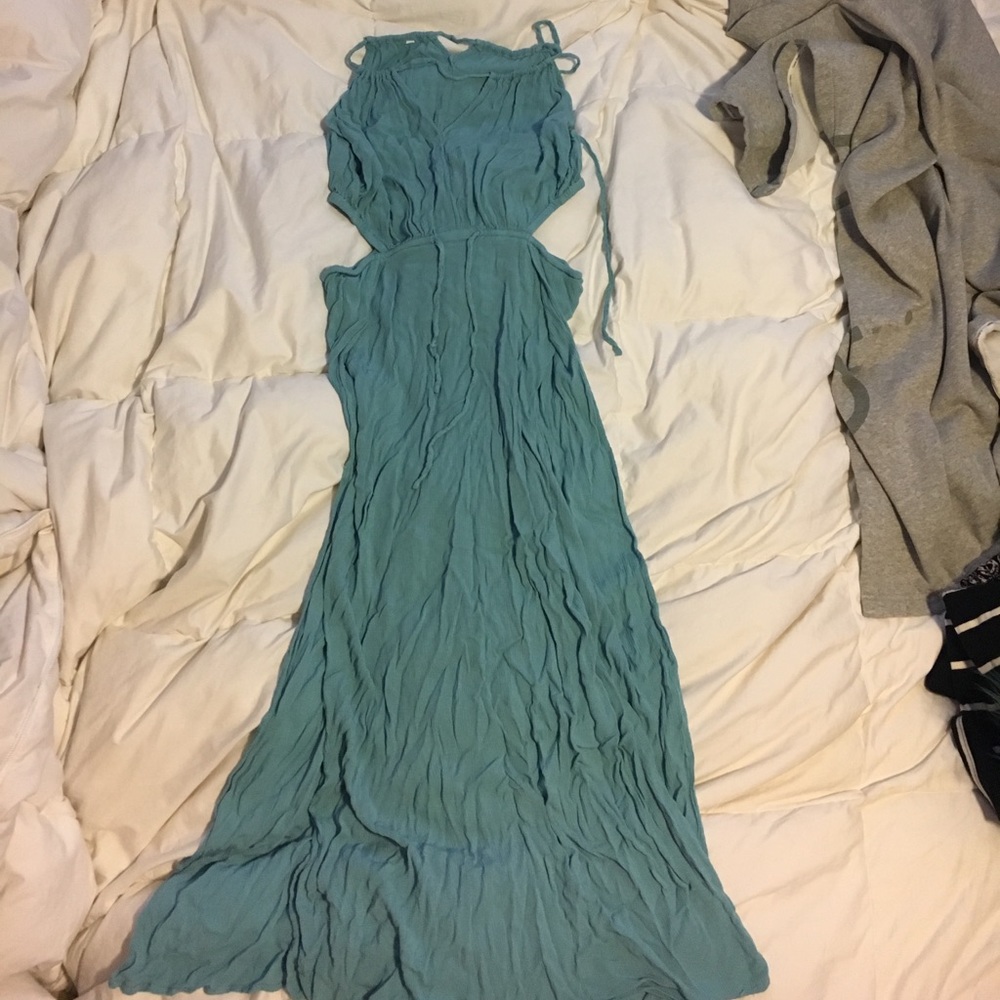 Turquoise cut out maxi dress