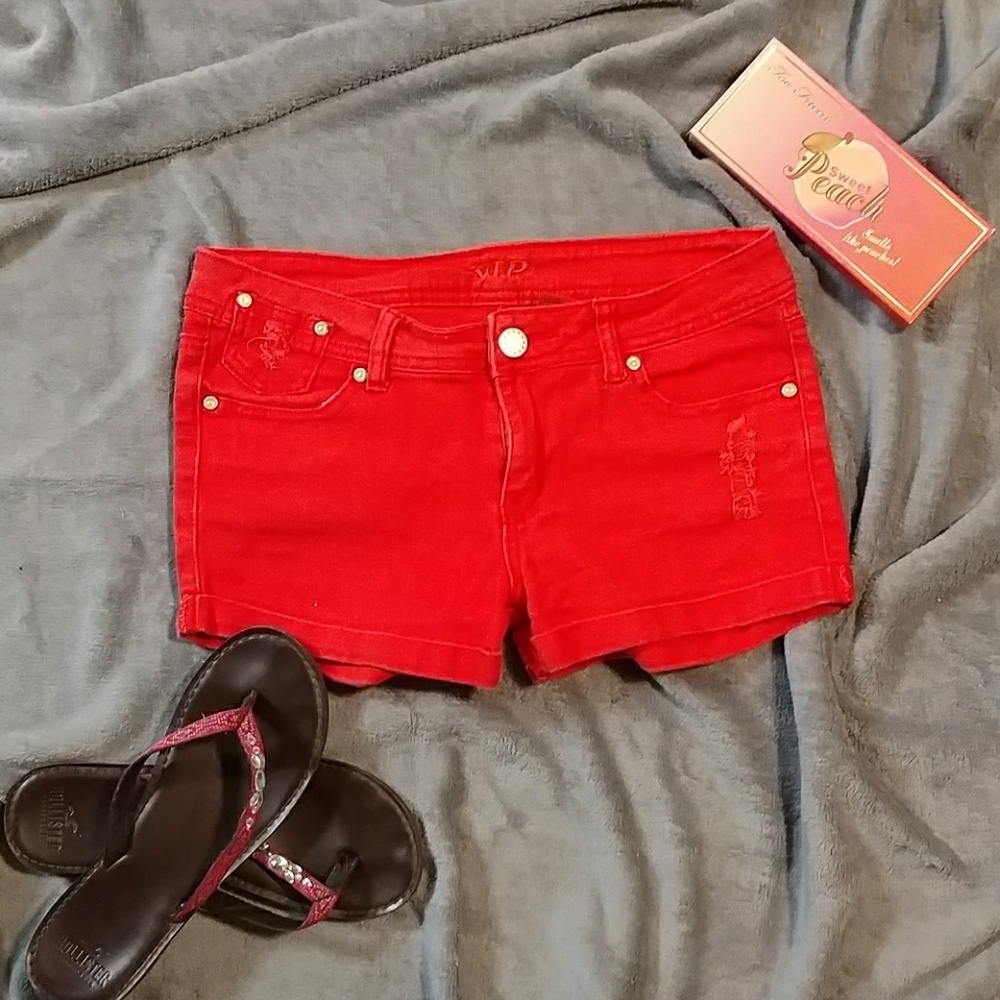 SOLD *** VIP orange denim cuffed shortssss