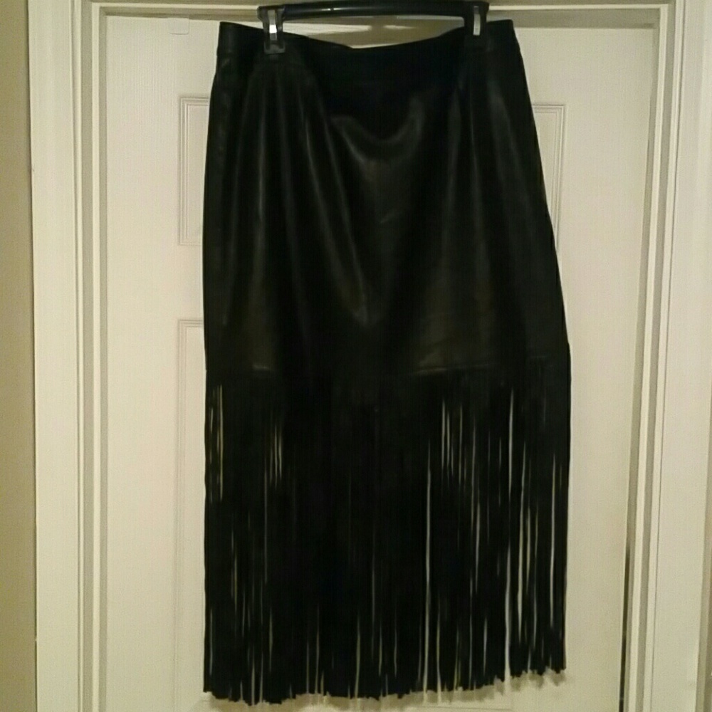 Ladies leather fringe skirt