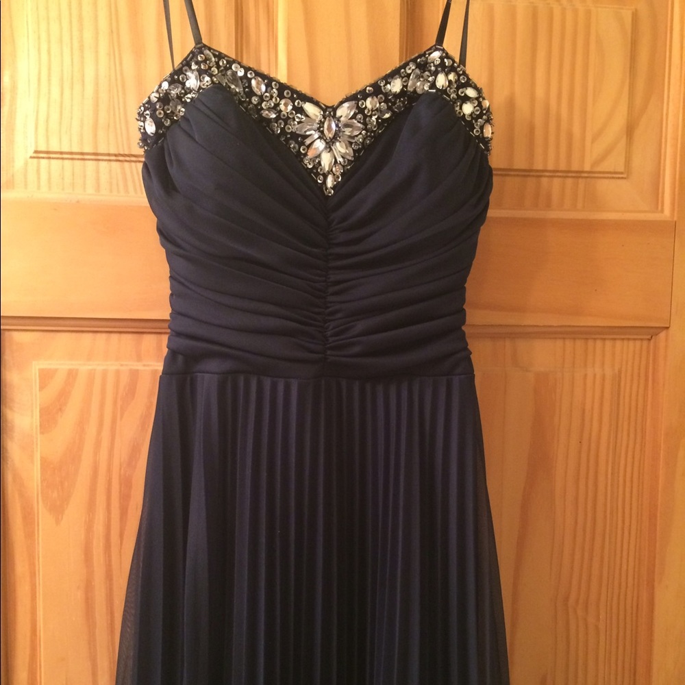 👗Navy Blue Strapless Prom Dress👗