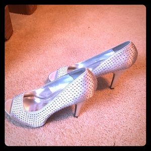 Beaded peep toe heels