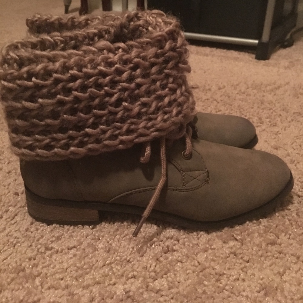 Taupe Sweater Top Boots