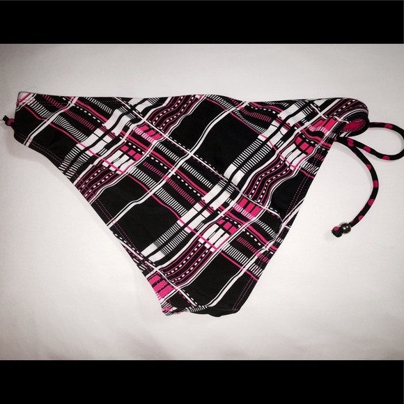 Hobie Bikini Bottom New Pink Black White Tie Sides - Picture 3 of 4