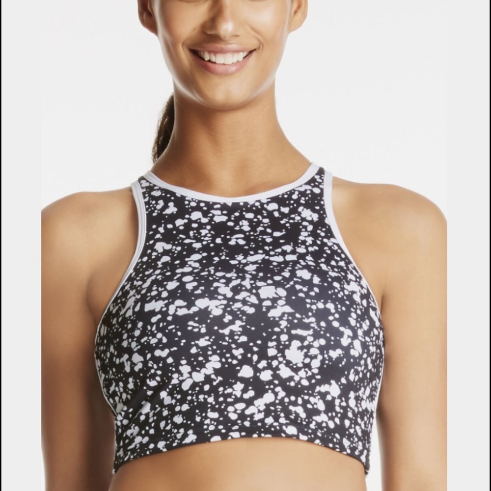Black & White Splatter Print Fabletics Sports Bra