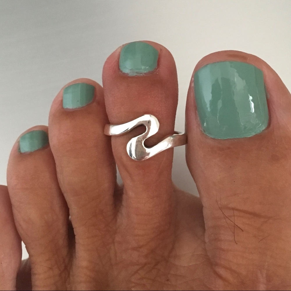 Sterling Silver Squiggle Toe Ring - image 1