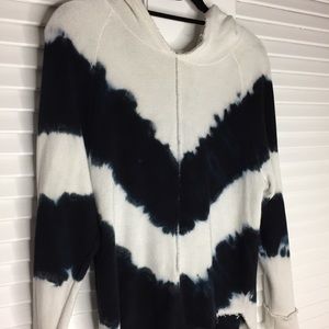 Mono B Tops - Mono B Tie Dye Hoodie in Cream/ Navy Mono B Tops - Mono B Tie Dye Hoodie in Cream/ Navy