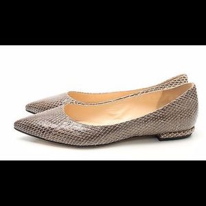 Marvin K. Snake Print Leather Pointy Toe Flats