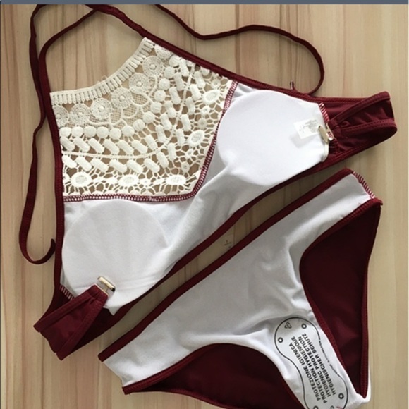 👑NEW👑 Wine and crochet bikini NWOT - Picture 3 of 6