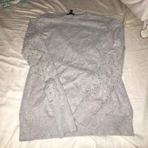Long sleeve sweater, grey, studded sleeves