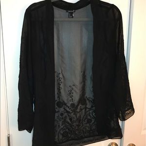 Sheer black cardigan with lace detail
