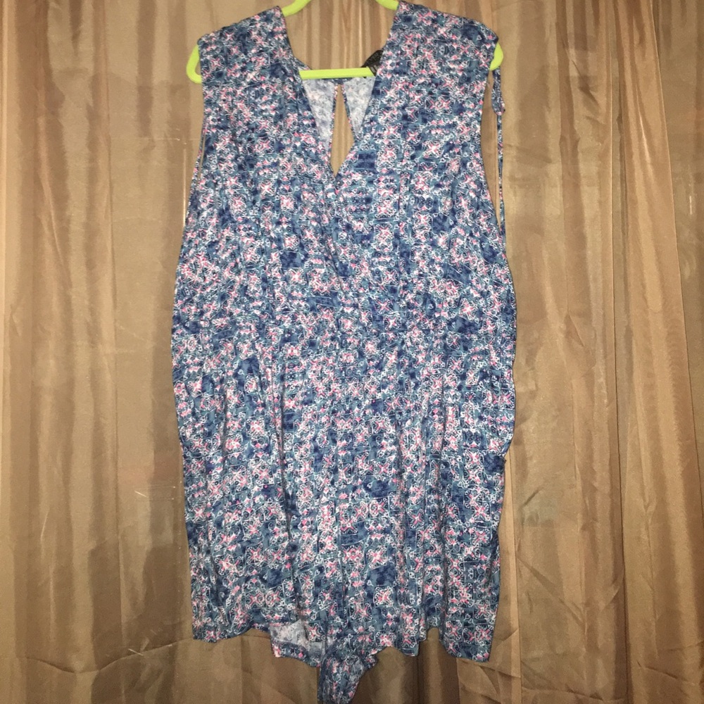 Plus Size Elastic Waist Open Back Romper