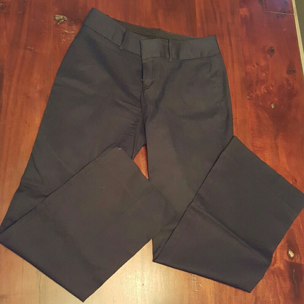 Navy pinstripe trouser leg dress pants