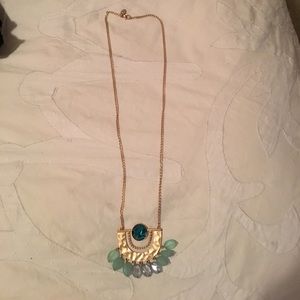 Gold and Blue Jeweled Necklace