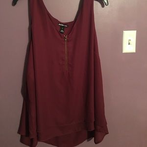 Plus Size Maroon Chiffon Tank Top