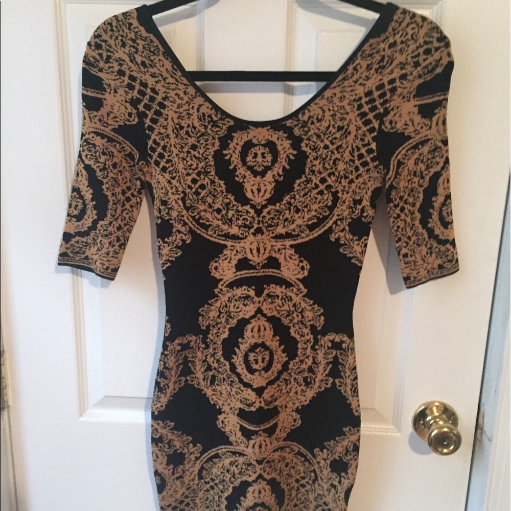 Gorgeous Black and Gold Body Con Dress