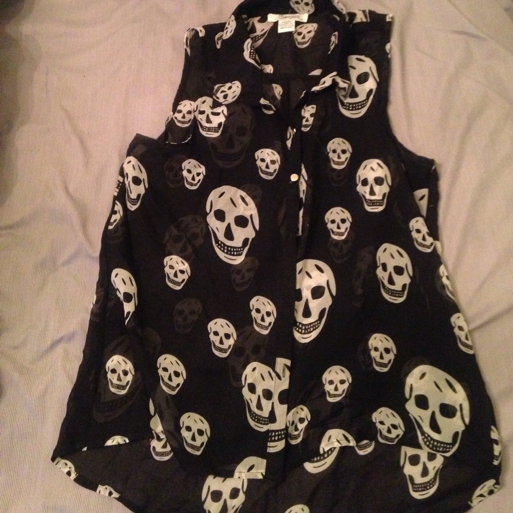 Black and White Sheer Skull Shirt