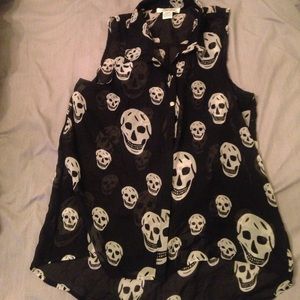 Black and White Sheer Skull Shirt
